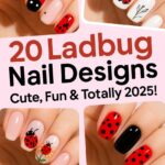 "Collage of cute and trendy ladybug nail designs for 2025 with text overlay – 20 creative manicure ideas"