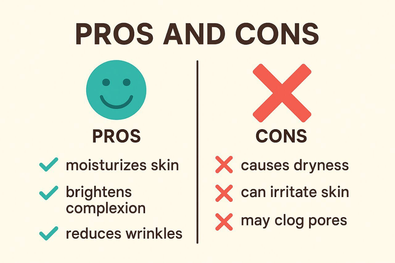 Simple pros and cons chart for washing your face with cold water for skincare benefits