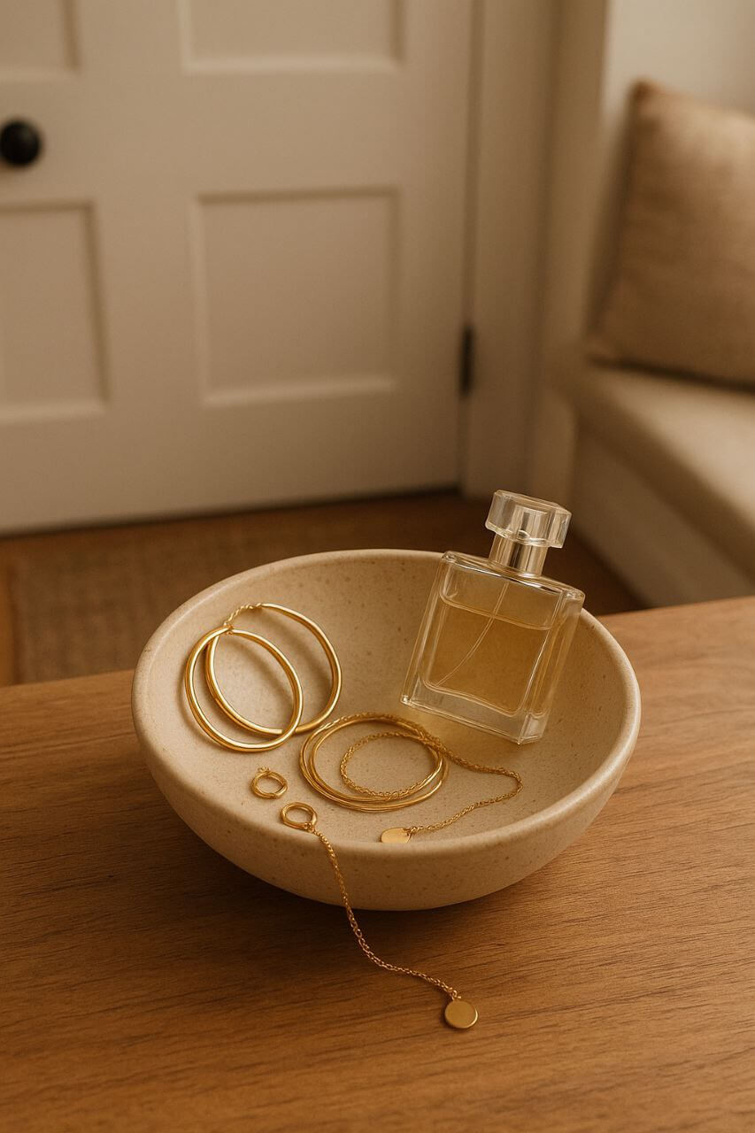 Accessories bowl for instant outfit upgrade."*