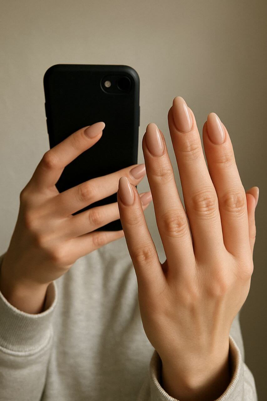 "Author’s favorite almond nails for short fingers."