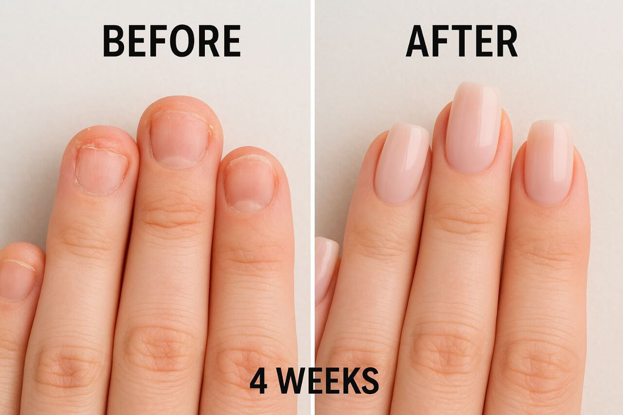 Acrylic overlays for nail biting recovery."*