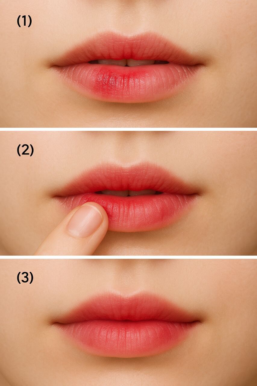 Korean-inspired blurred lips technique."*