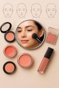 "Blush products and face shape guide for perfect blush application."