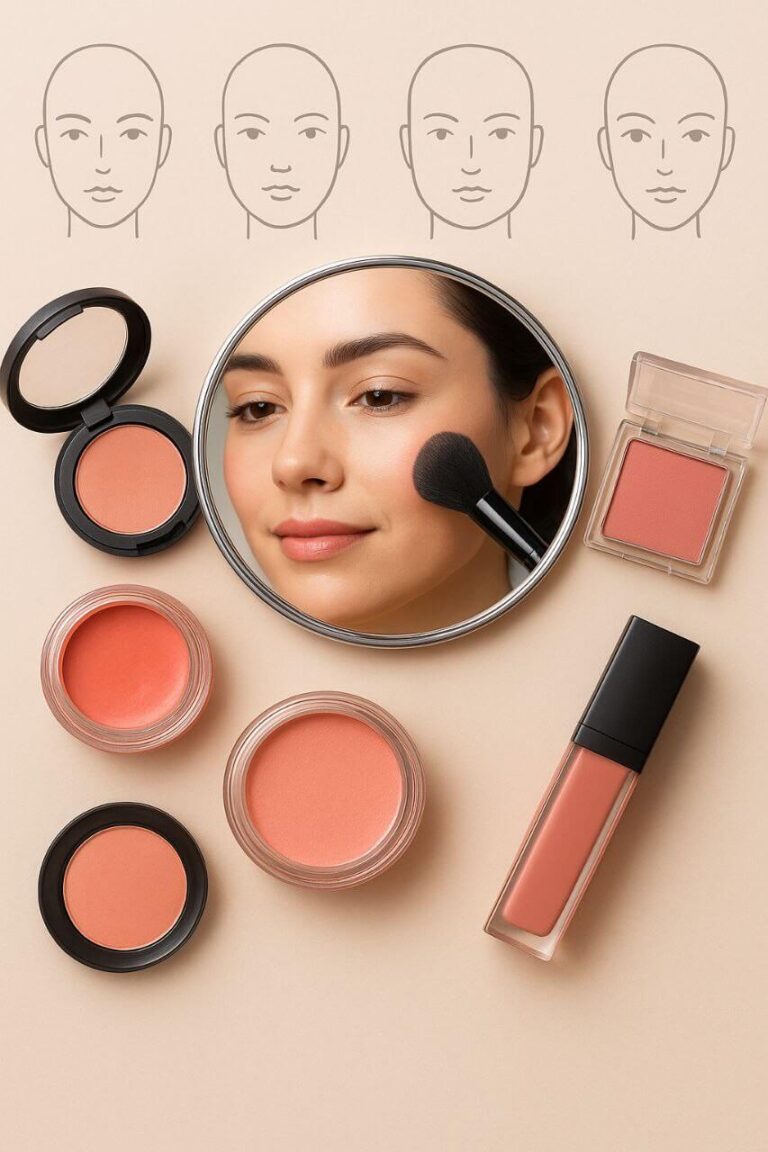 "Blush products and face shape guide for perfect blush application."