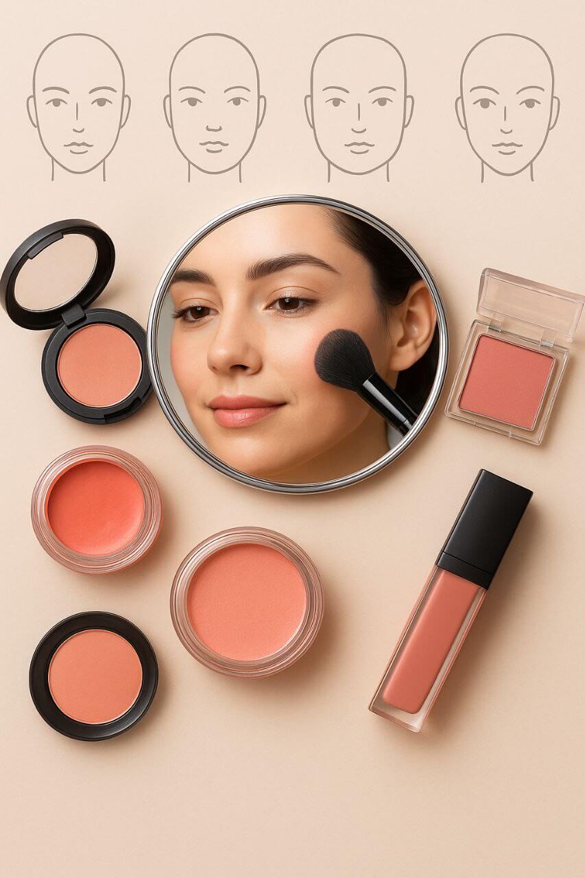 "Blush products and face shape guide for perfect blush application."