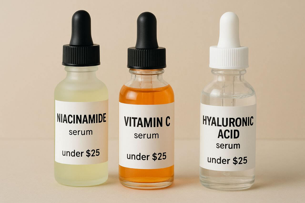 Affordable serums for acne, brightening, and hydration."*