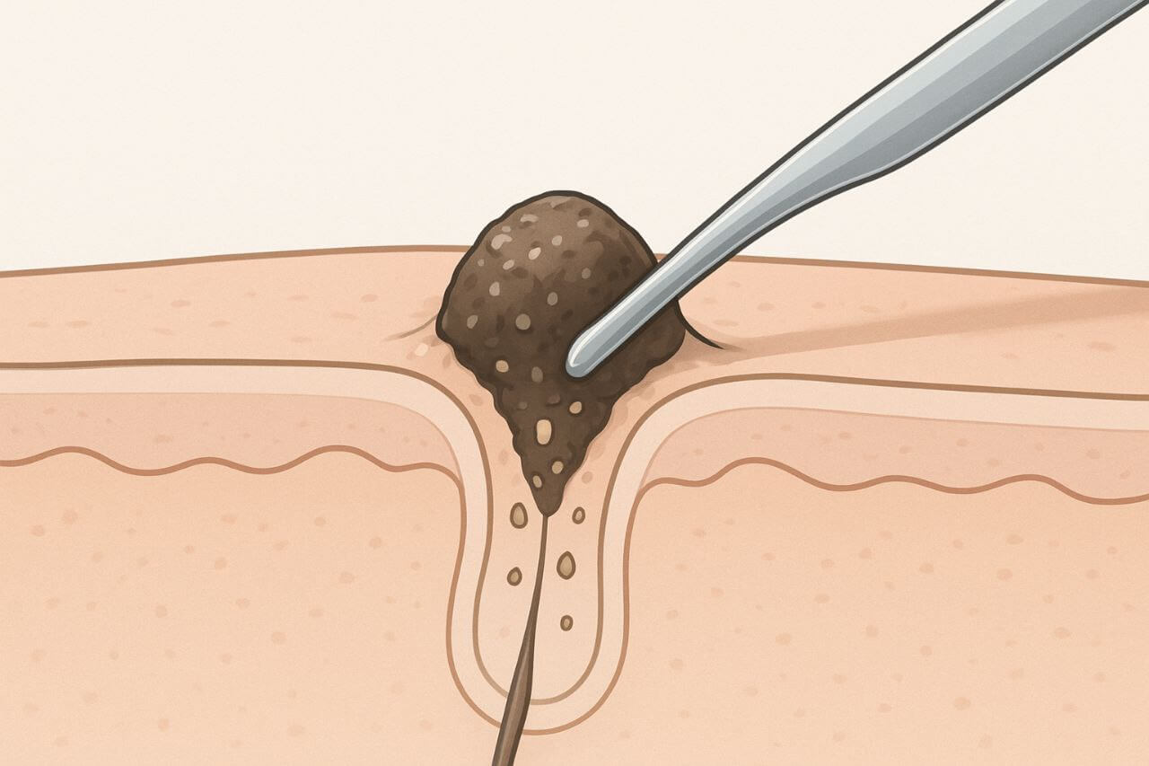 Illustration of clogged pore extraction.