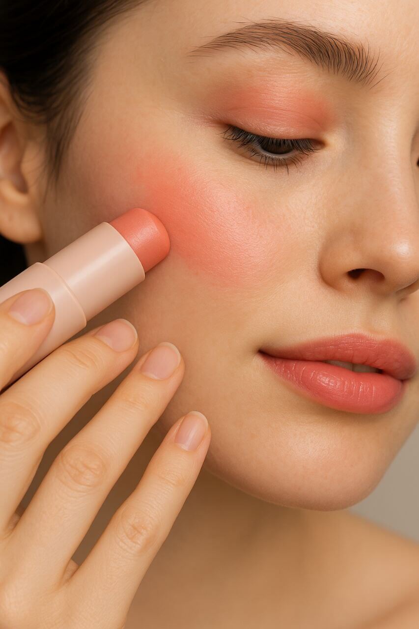 "Multi-use cream blush for travel makeup simplicity."