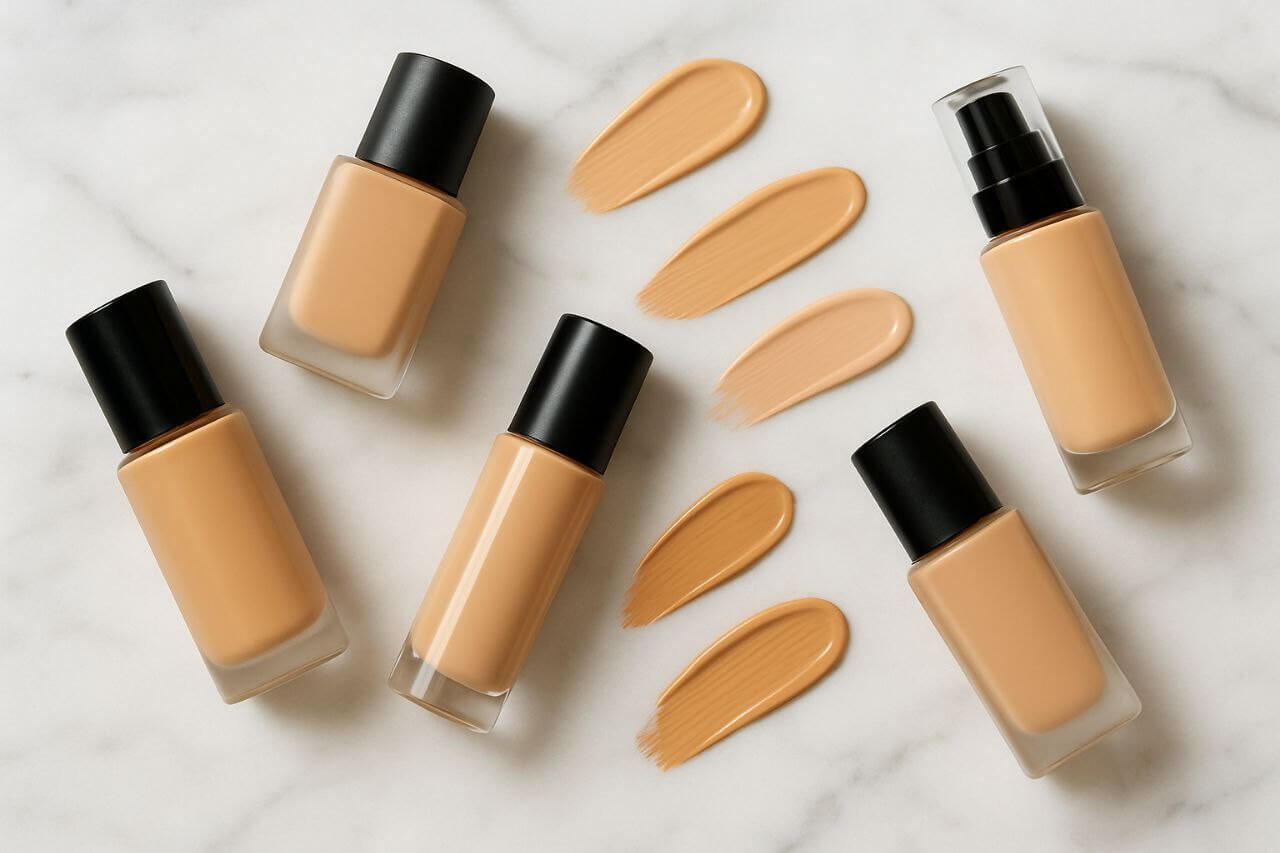 Different foundation shades and swatches