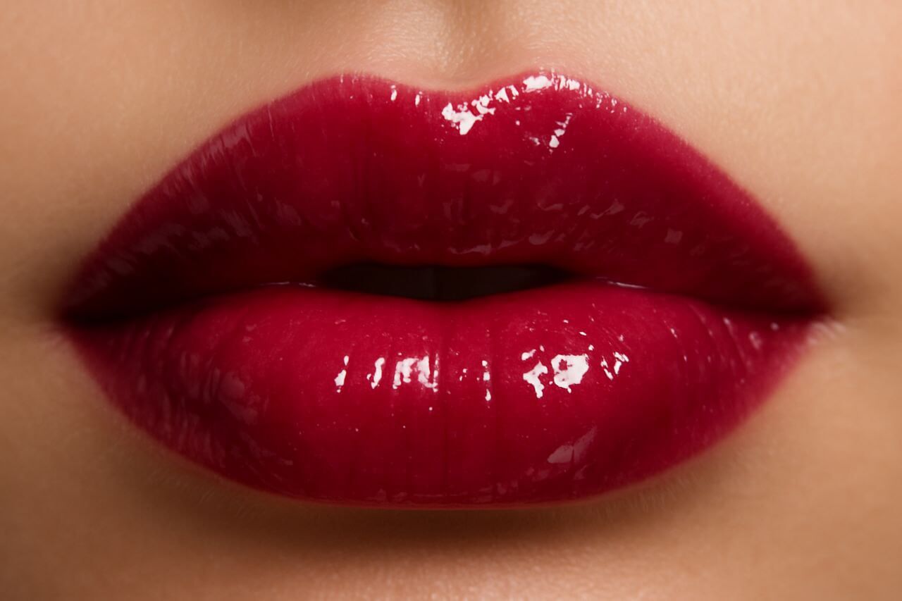 2025 glossy lip trend with hydrating lip oil."*