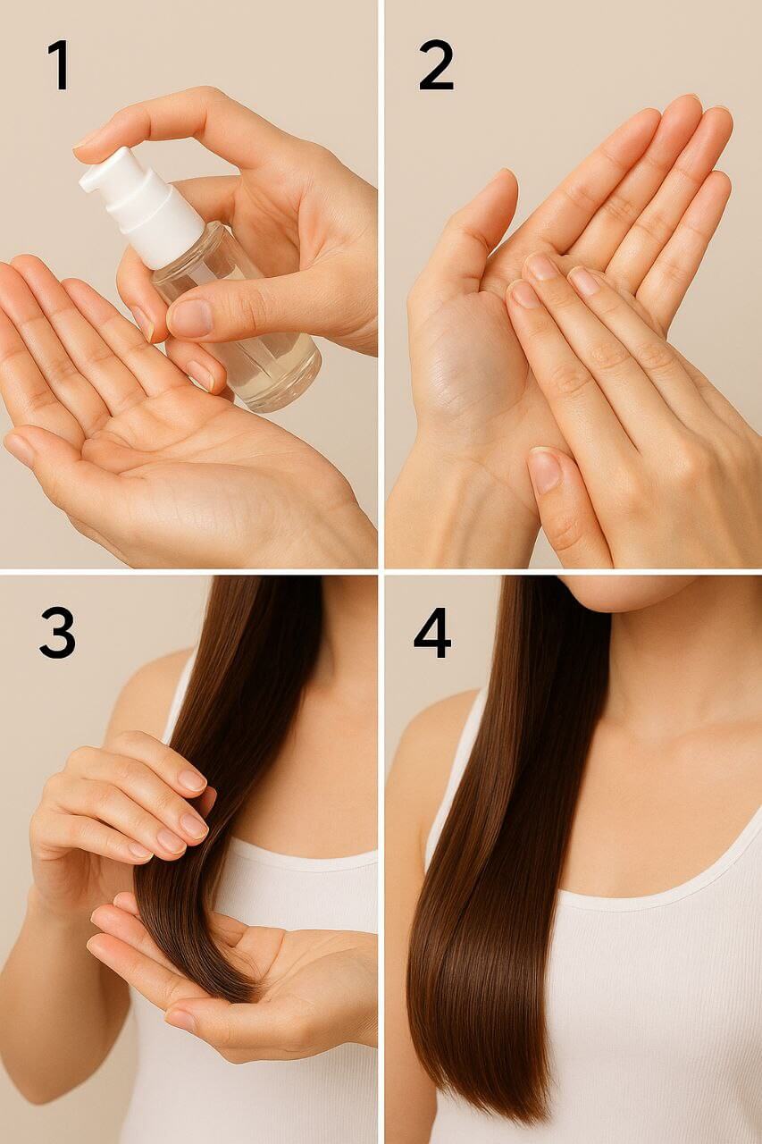 Step-by-step guide to applying hair serum without greasiness."*
