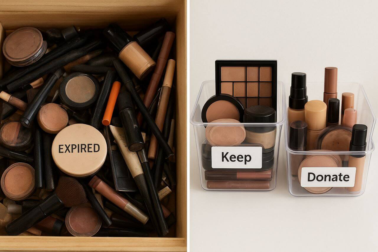 Makeup Storage Ideas for Small Spaces
Makeup declutter before and after for small spaces."