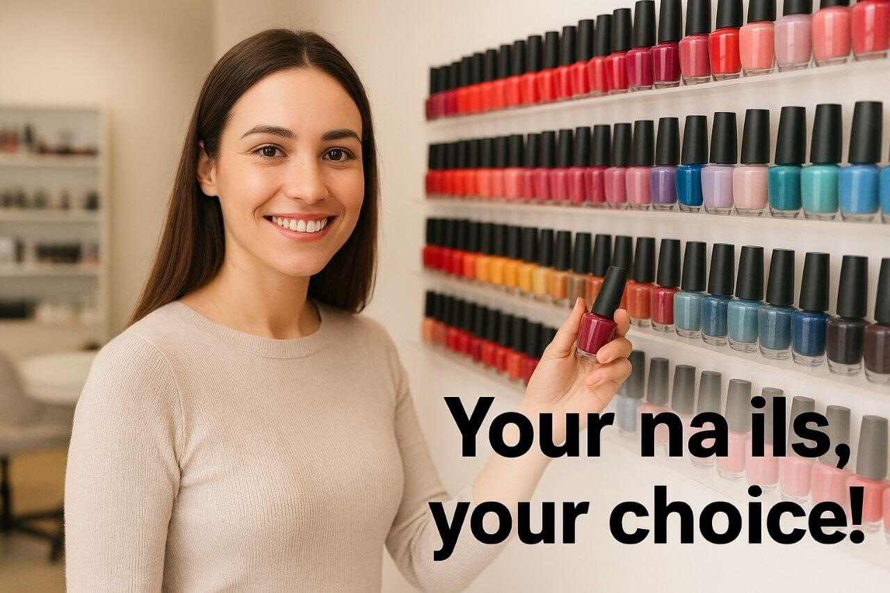 Happy client choosing her perfect manicure."*
