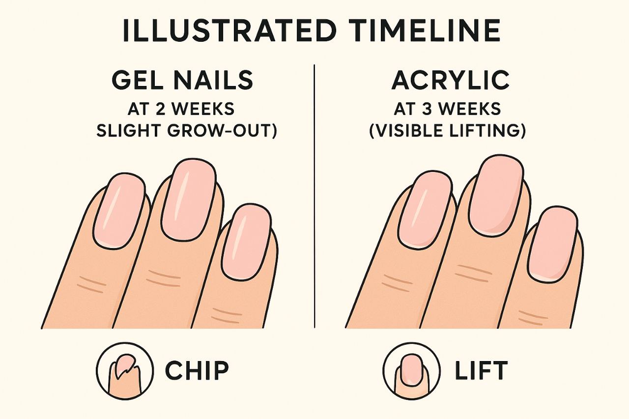 Gel vs acrylic longevity comparison infographic."*