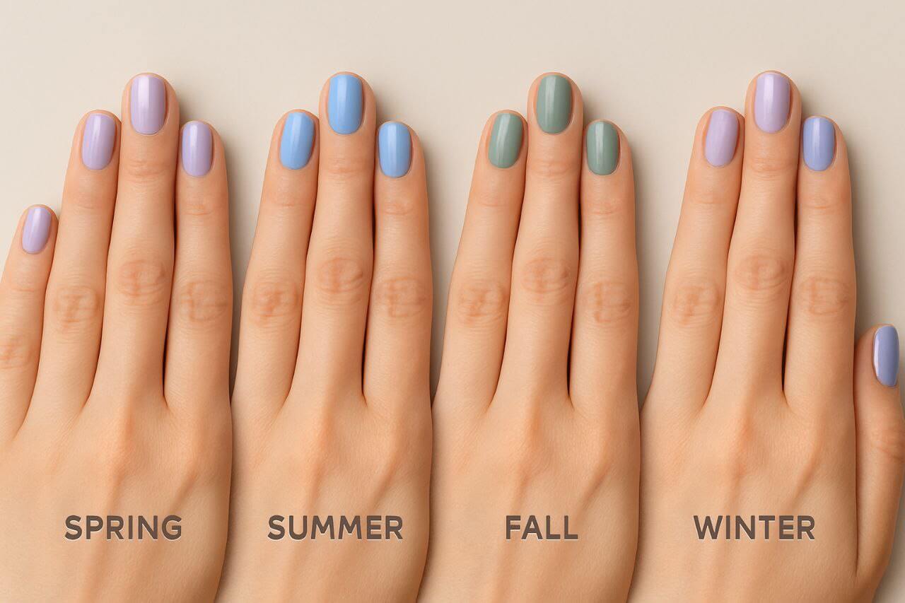 Year-round pastel nail ideas by season."