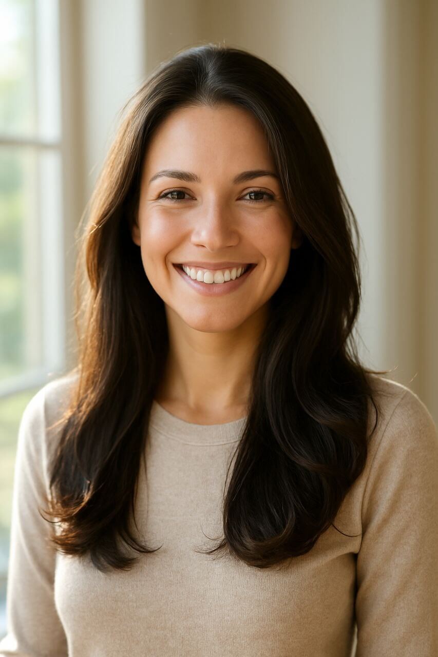Woman with shiny hair after hair slugging"