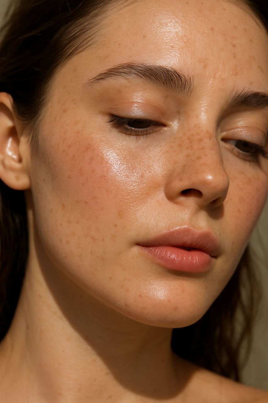 makeup trends 2025 Skinimalism makeup look with glowing, natural skin."*