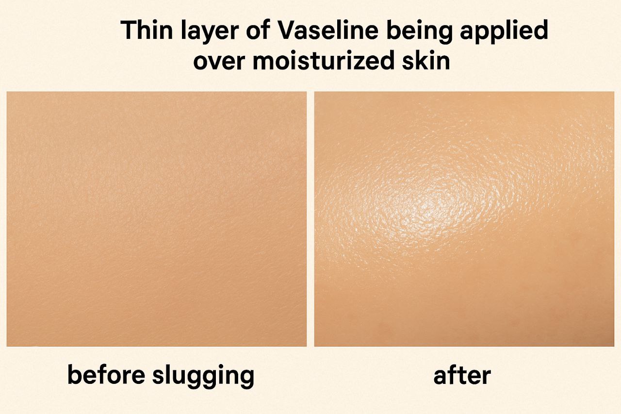 Slugging technique for ultra-hydrated skin."